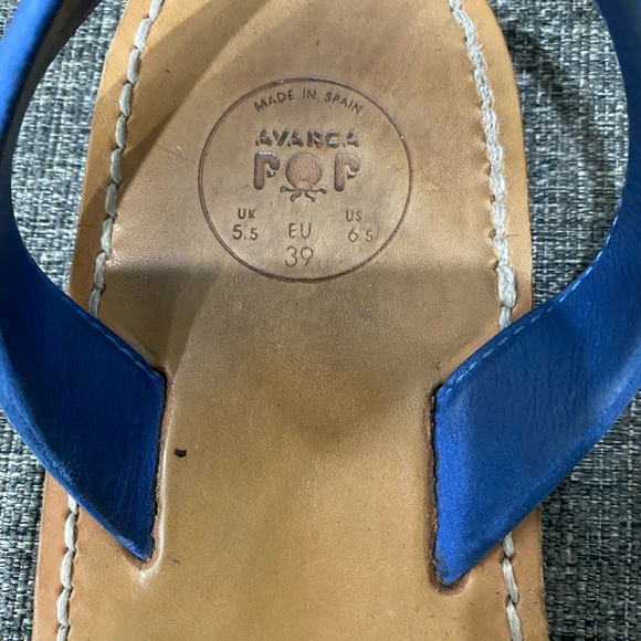 Avarca Blue Leather Sandals Women Size 6.5 - Picture 5 of 5